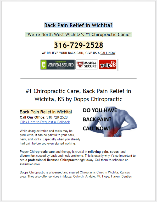 Back Pain Relief in Wichita